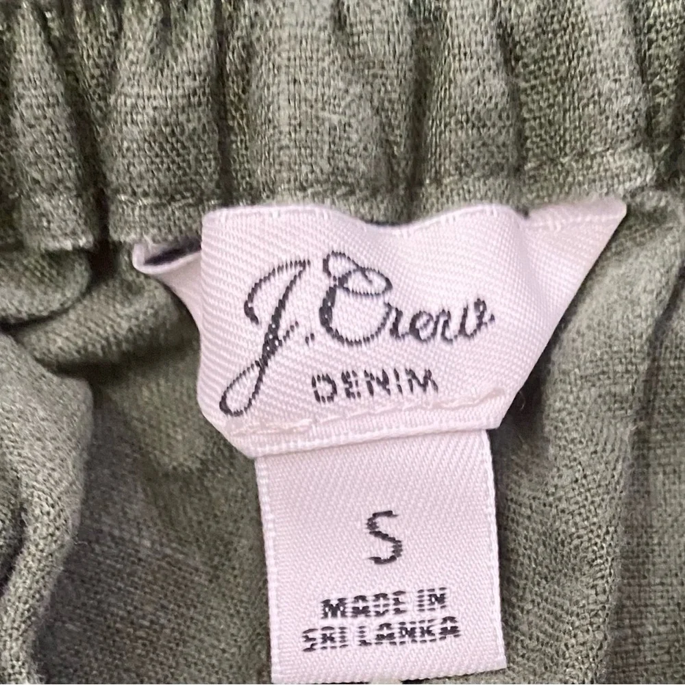 J Crew Denim Women’s Small Linen Blend Army Green Front‎ Tie Crop Seaside Pant